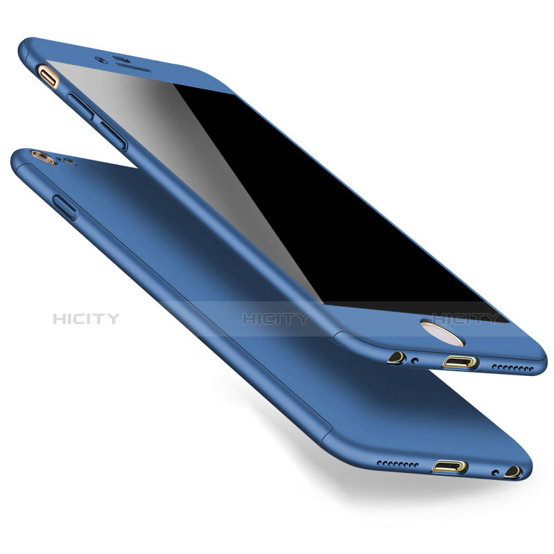 Carcasa Dura Plastico Rigida Mate Frontal y Trasera 360 Grados para Apple iPhone 6 Plus Azul