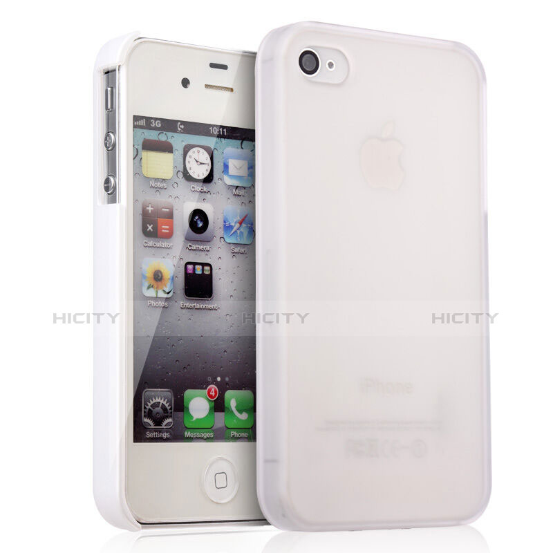 Carcasa Dura Plastico Rigida Mate para Apple iPhone 4 Blanco