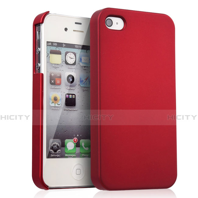 Carcasa Dura Plastico Rigida Mate para Apple iPhone 4 Rojo