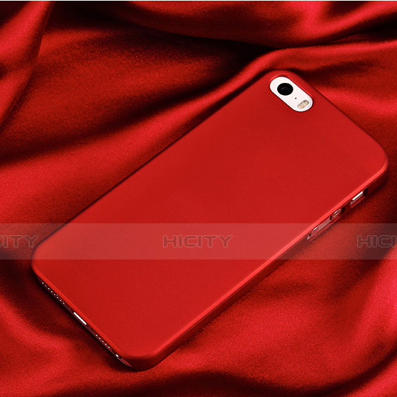 Carcasa Dura Plastico Rigida Mate para Apple iPhone 5 Rojo