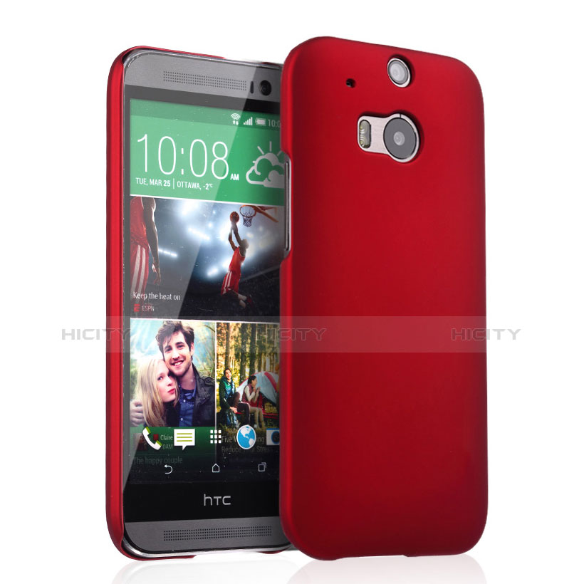 Carcasa Dura Plastico Rigida Mate para HTC One M8 Rojo