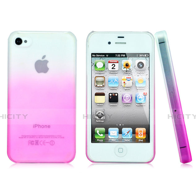 Carcasa Dura Plastico Rigida Transparente Gradient para Apple iPhone 4S Rosa