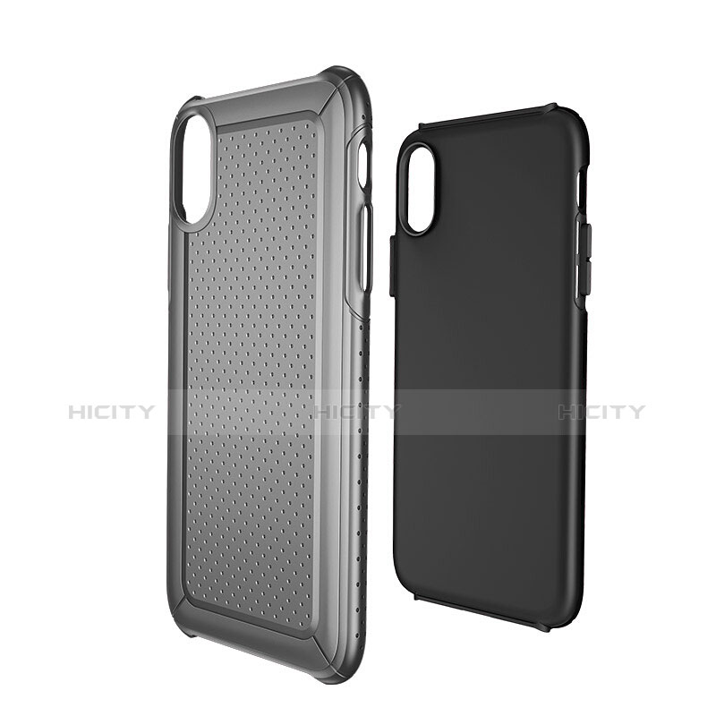 Carcasa Dura Plastico y Silicona Perforada para Apple iPhone X Negro