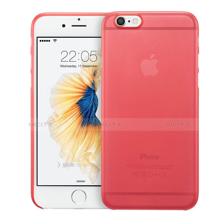 Carcasa Dura Ultrafina Transparente Mate para Apple iPhone 6 Plus Rojo