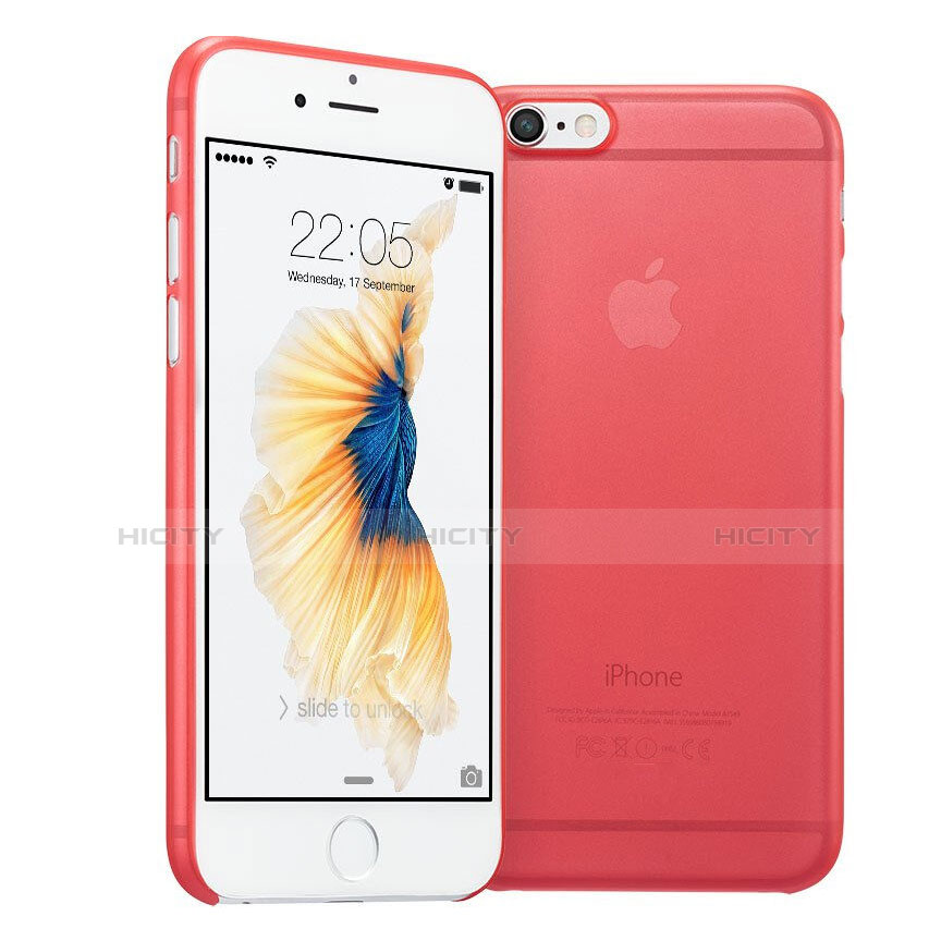 Carcasa Dura Ultrafina Transparente Mate para Apple iPhone 6 Plus Rojo