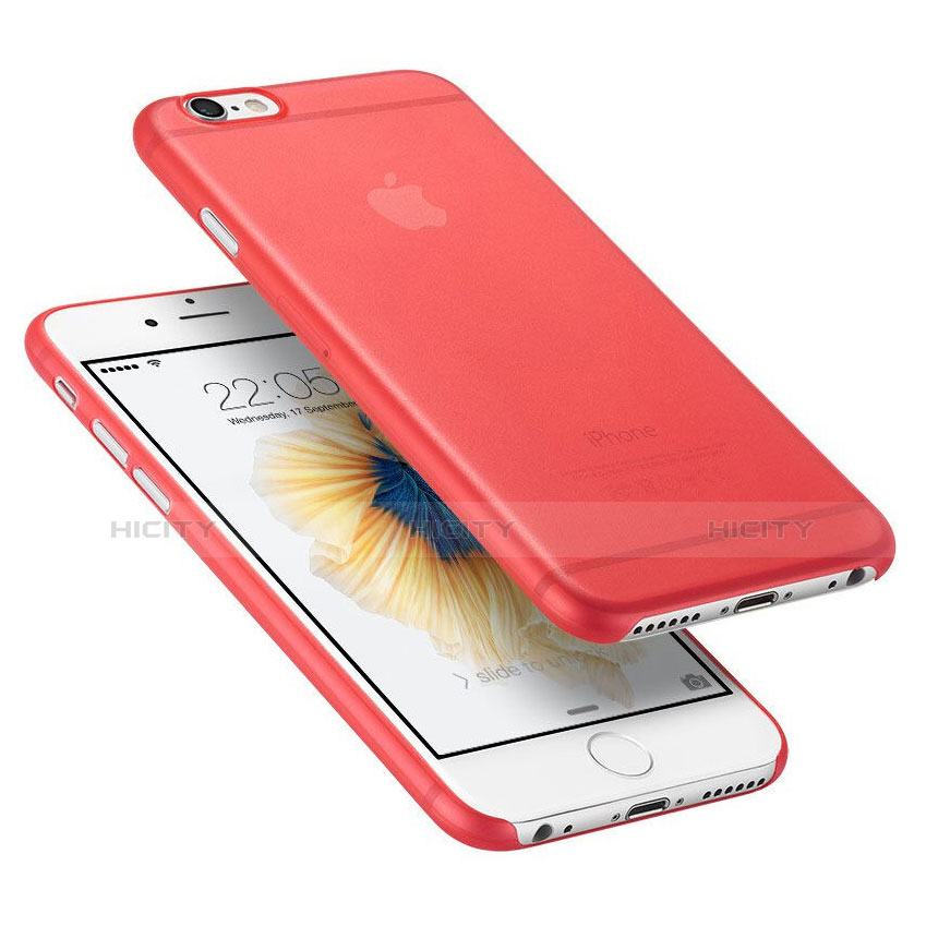 Carcasa Dura Ultrafina Transparente Mate para Apple iPhone 6 Plus Rojo