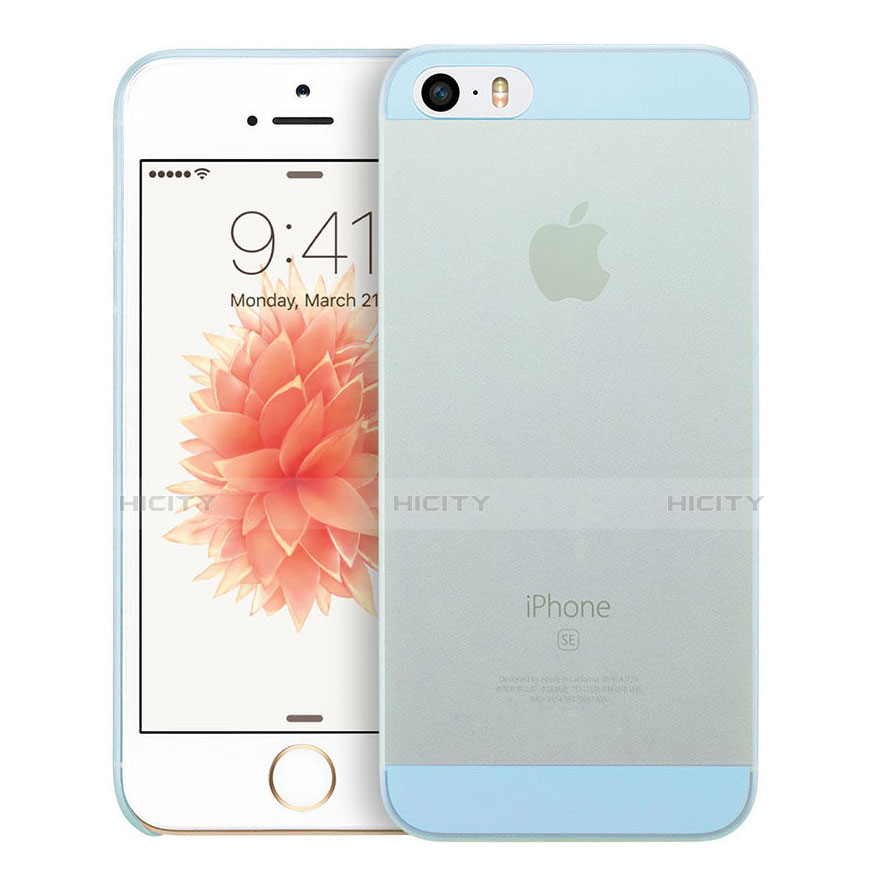 Carcasa Dura Ultrafina Transparente Mate para Apple iPhone SE Azul