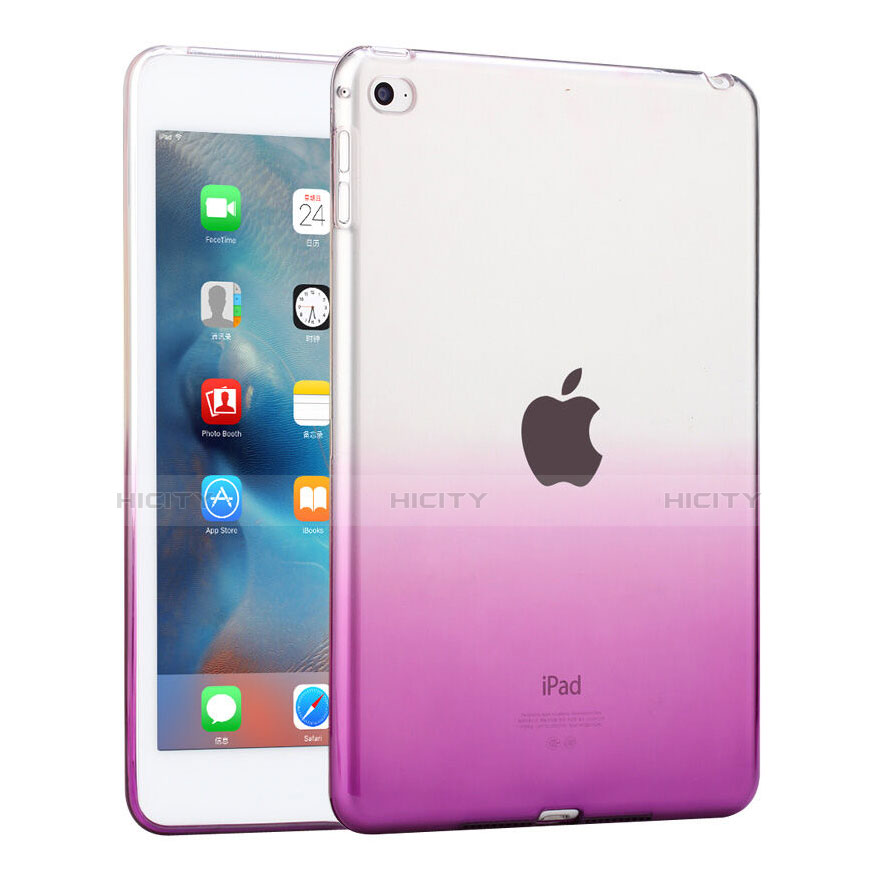 Carcasa Gel Ultrafina Transparente Gradiente para Apple iPad Mini 4 Morado