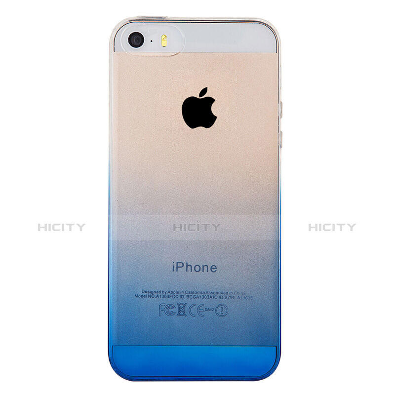 Carcasa Gel Ultrafina Transparente Gradiente para Apple iPhone 5 Azul