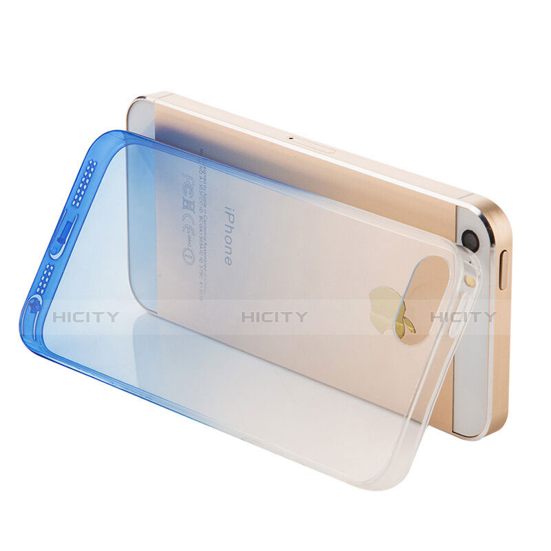 Carcasa Gel Ultrafina Transparente Gradiente para Apple iPhone 5 Azul