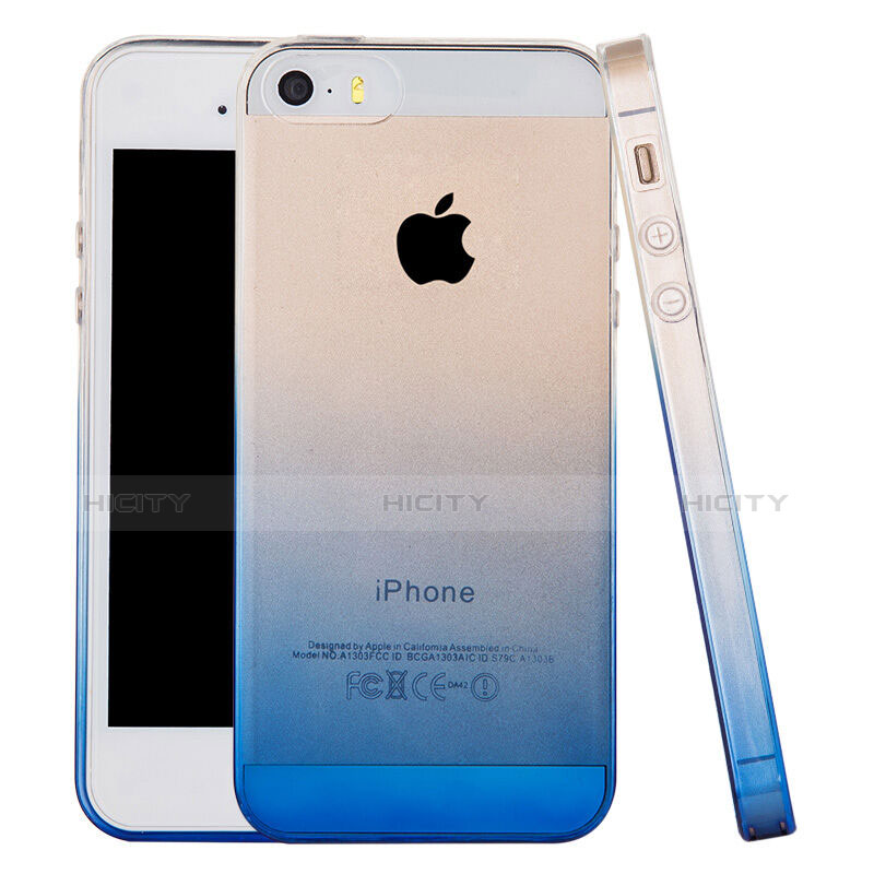 Carcasa Gel Ultrafina Transparente Gradiente para Apple iPhone 5S Azul