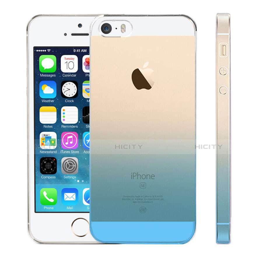 Carcasa Gel Ultrafina Transparente Gradiente para Apple iPhone SE Azul