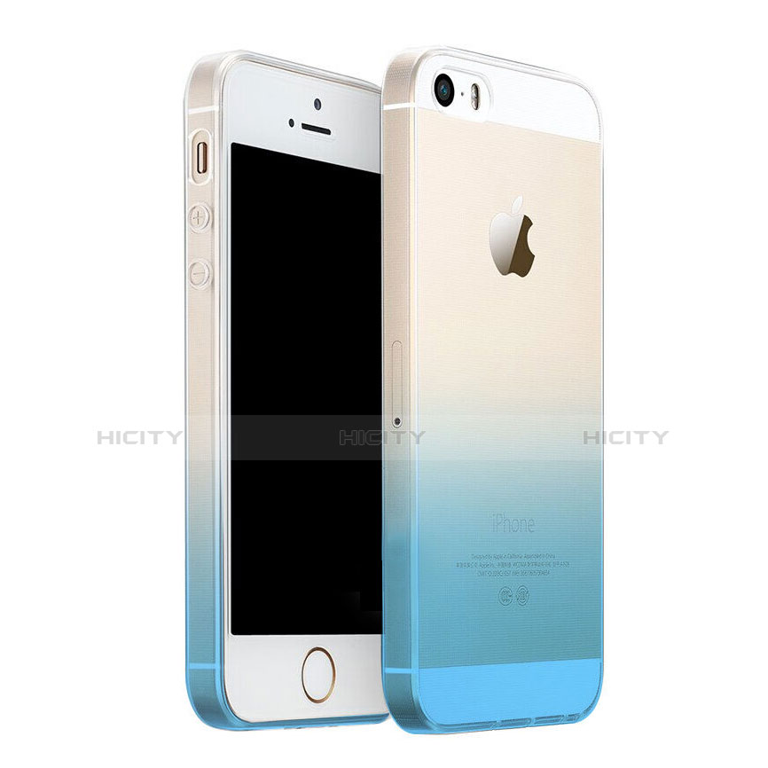 Carcasa Gel Ultrafina Transparente Gradiente para Apple iPhone SE Azul