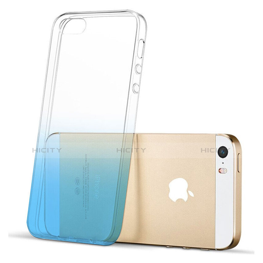 Carcasa Gel Ultrafina Transparente Gradiente para Apple iPhone SE Azul