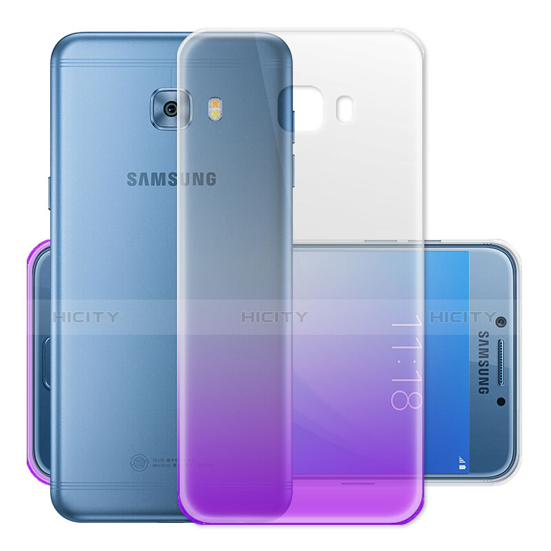 Carcasa Gel Ultrafina Transparente Gradiente para Samsung Galaxy C7 Pro C7010 Morado