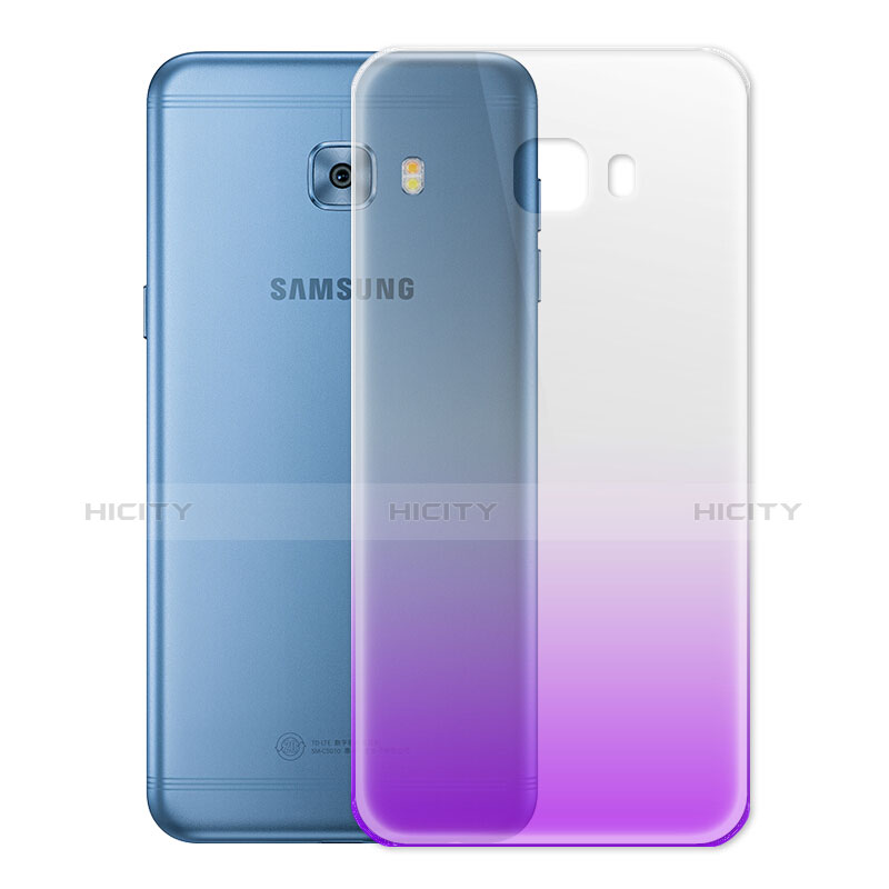 Carcasa Gel Ultrafina Transparente Gradiente para Samsung Galaxy C7 Pro C7010 Morado