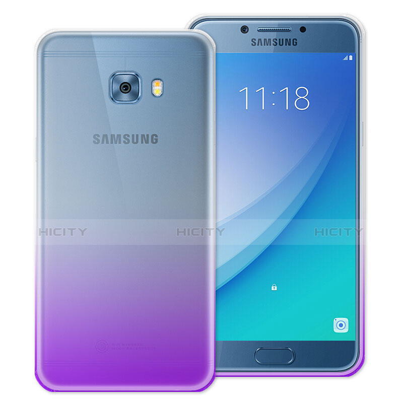 Carcasa Gel Ultrafina Transparente Gradiente para Samsung Galaxy C7 Pro C7010 Morado