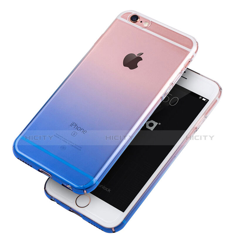 Carcasa Gel Ultrafina Transparente Gradiente Z01 para Apple iPhone 6S Plus Azul