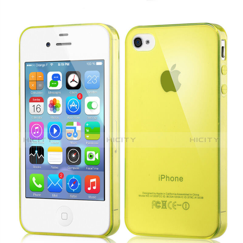 Carcasa Gel Ultrafina Transparente para Apple iPhone 4S Amarillo