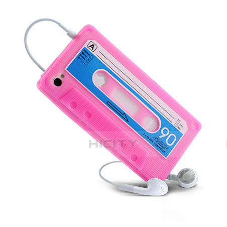 Carcasa Silicona Goma Cassette para Apple iPhone 4 Rosa