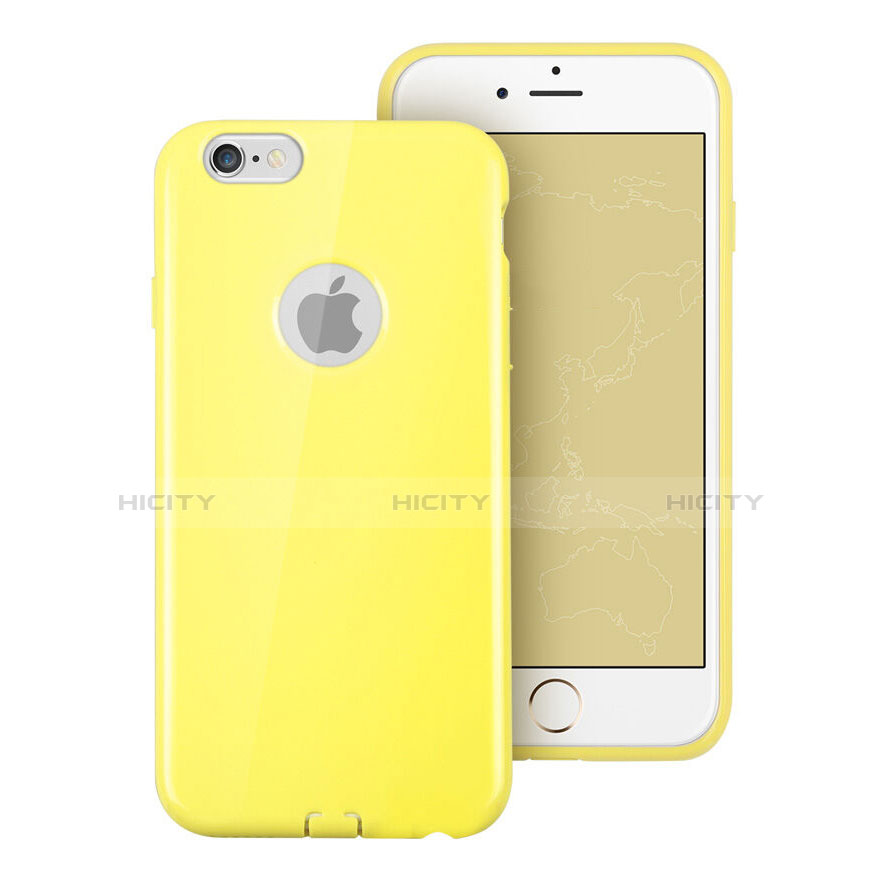 Carcasa Silicona Goma con Agujero para Apple iPhone 6 Plus Amarillo