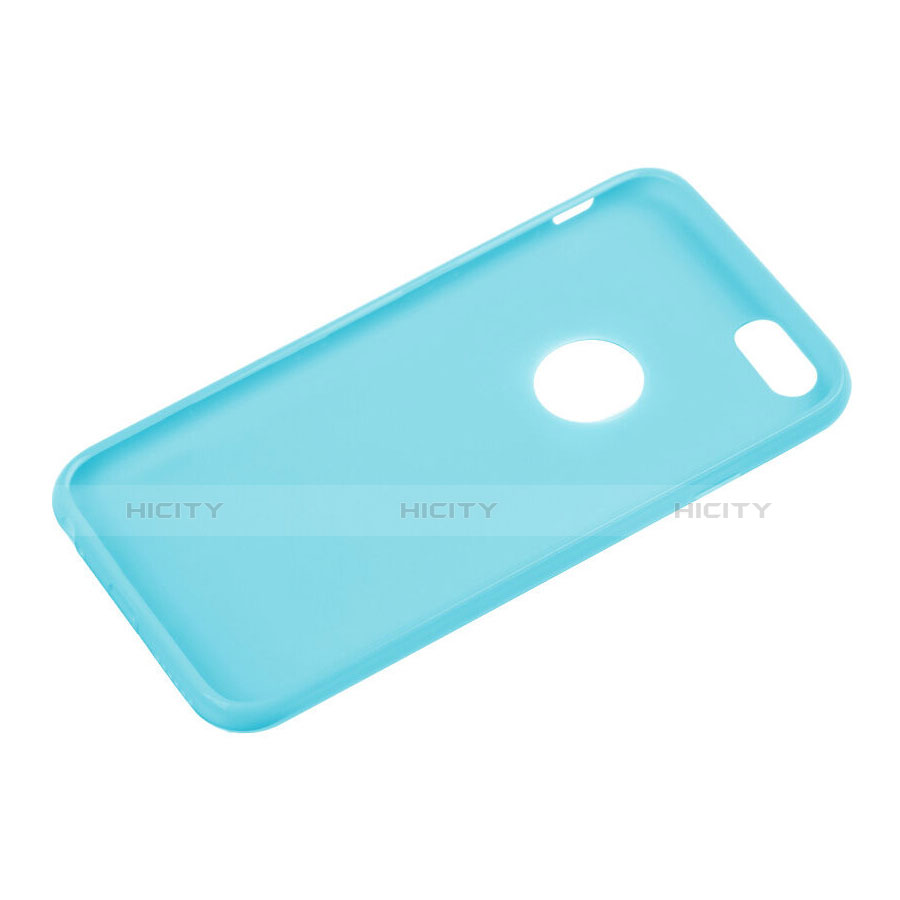 Carcasa Silicona Goma con Agujero para Apple iPhone 6 Plus Azul Cielo