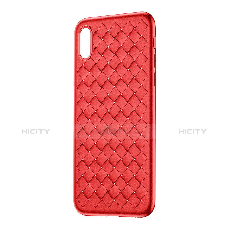 Carcasa Silicona Goma de Cuero para Apple iPhone Xs Rojo