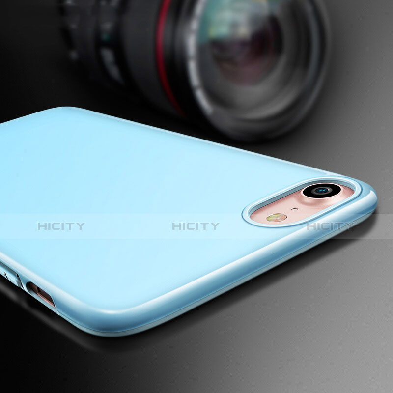 Carcasa Silicona Goma para Apple iPhone 7 Azul Cielo