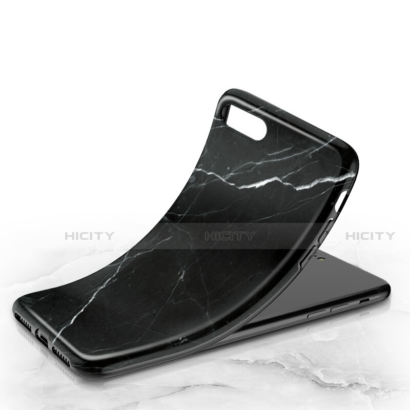 Carcasa Silicona Goma Patron de Marmol para Apple iPhone SE (2020) Negro