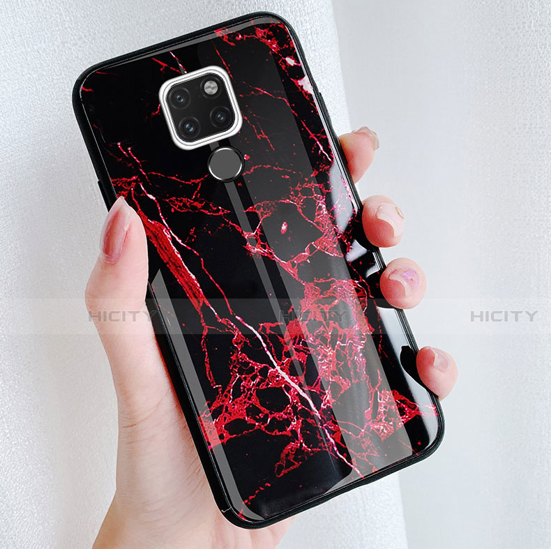 Carcasa Silicona Goma Patron de Marmol para Huawei Mate 20 Rojo