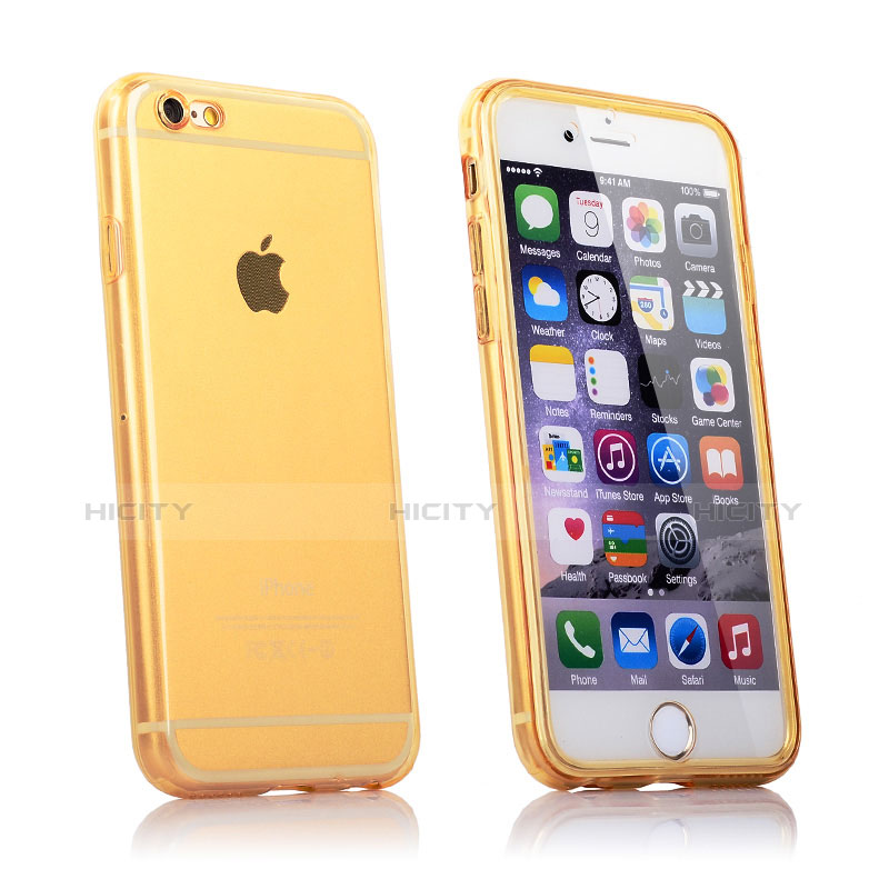 Carcasa Silicona Transparente Cubre Entero para Apple iPhone 6S Oro