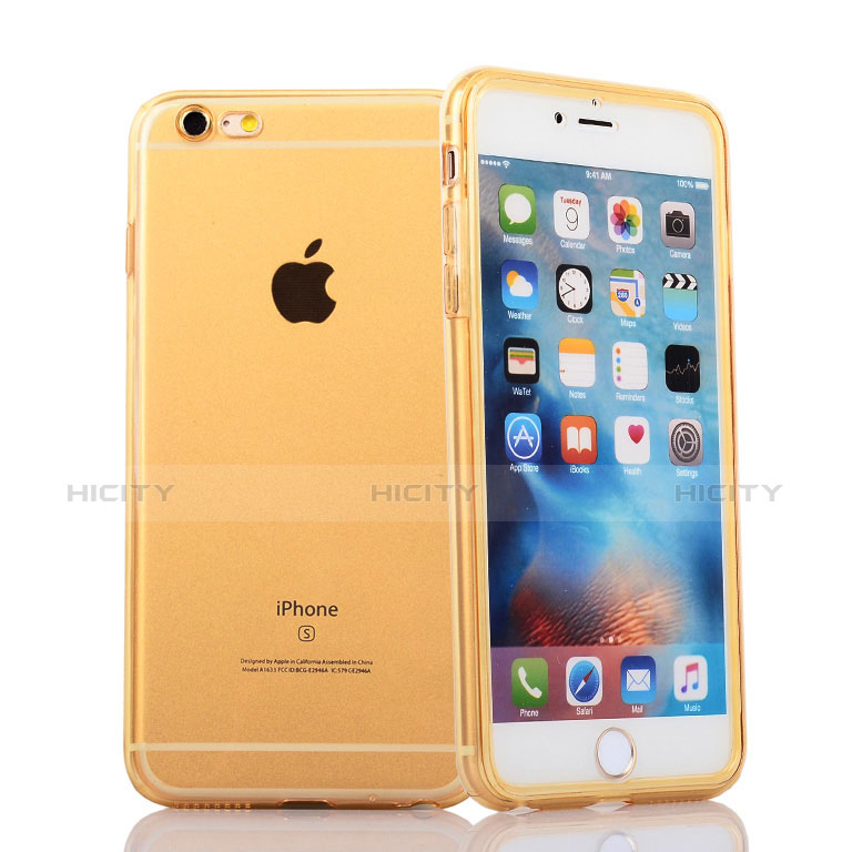 Carcasa Silicona Transparente Cubre Entero para Apple iPhone 6S Oro