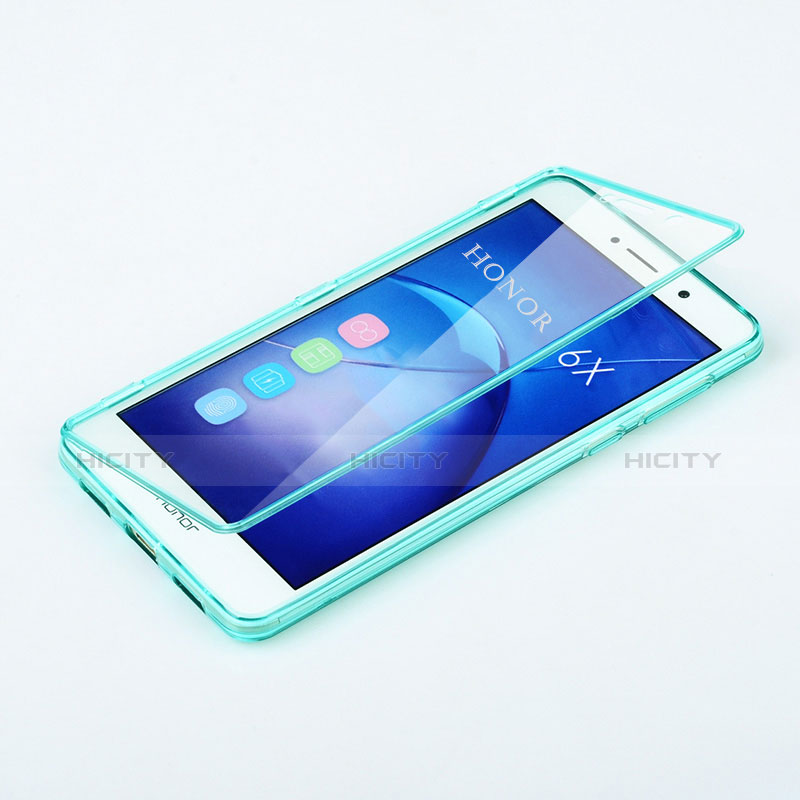 Carcasa Silicona Transparente Cubre Entero para Huawei Honor 6X Pro Azul Cielo