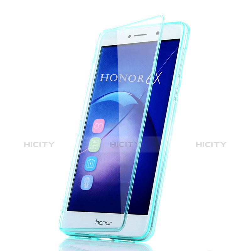 Carcasa Silicona Transparente Cubre Entero para Huawei Honor 6X Pro Azul Cielo