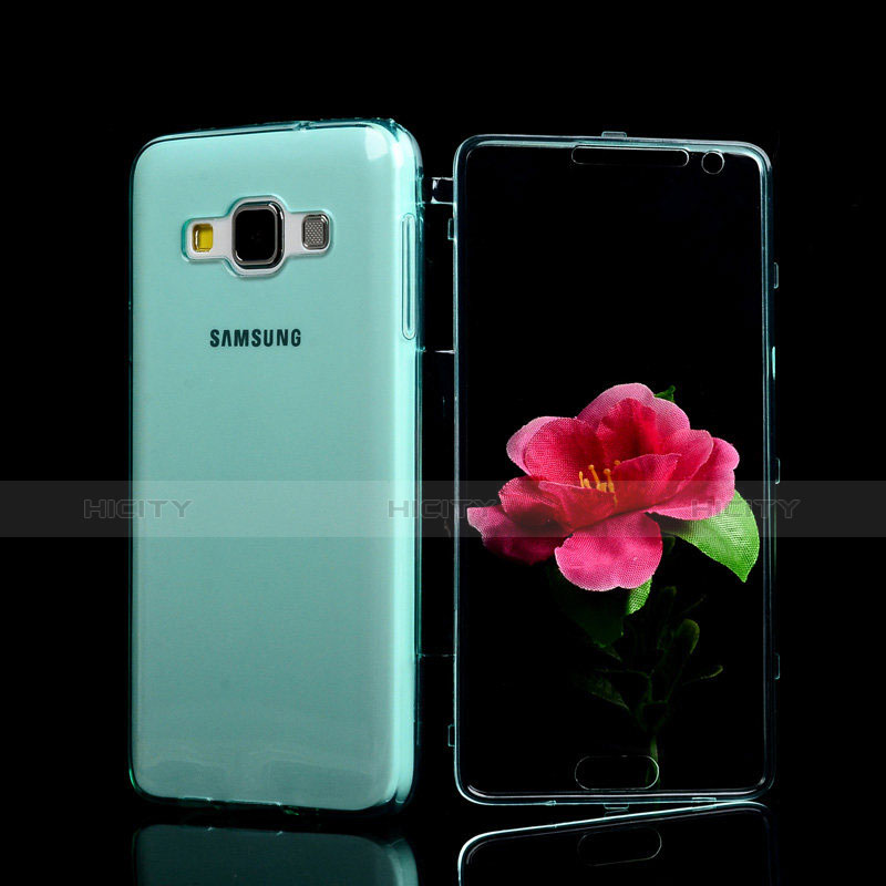 Carcasa Silicona Transparente Cubre Entero para Samsung Galaxy A3 Duos SM-A300F Azul