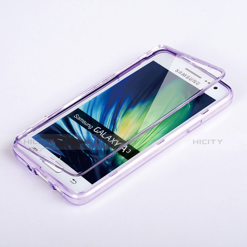 Carcasa Silicona Transparente Cubre Entero para Samsung Galaxy A3 Duos SM-A300F Morado