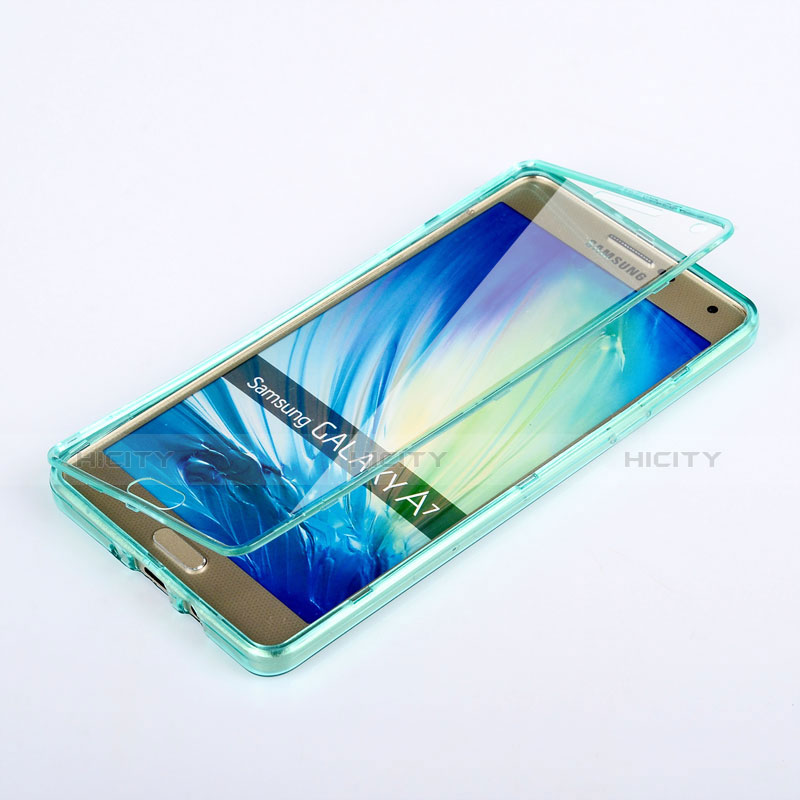 Carcasa Silicona Transparente Cubre Entero para Samsung Galaxy A7 Duos SM-A700F A700FD Azul Cielo