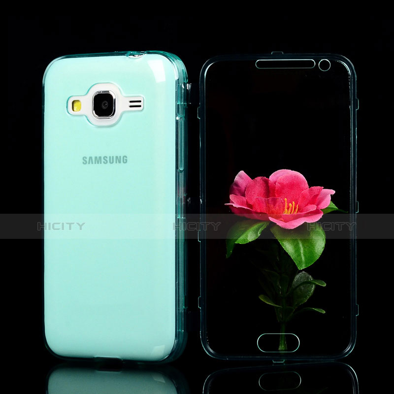 Carcasa Silicona Transparente Cubre Entero para Samsung Galaxy Core Prime G360F G360GY Azul Cielo