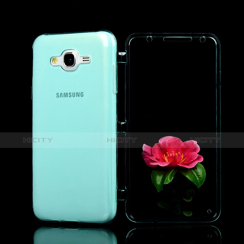 Carcasa Silicona Transparente Cubre Entero para Samsung Galaxy J7 SM-J700F J700H Azul Cielo