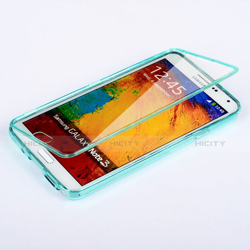 Carcasa Silicona Transparente Cubre Entero para Samsung Galaxy Note 3 N9000 Azul Cielo