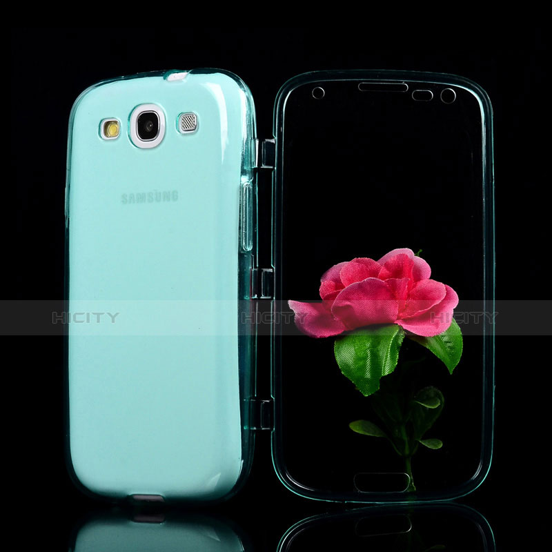 Carcasa Silicona Transparente Cubre Entero para Samsung Galaxy S3 4G i9305 Azul Cielo