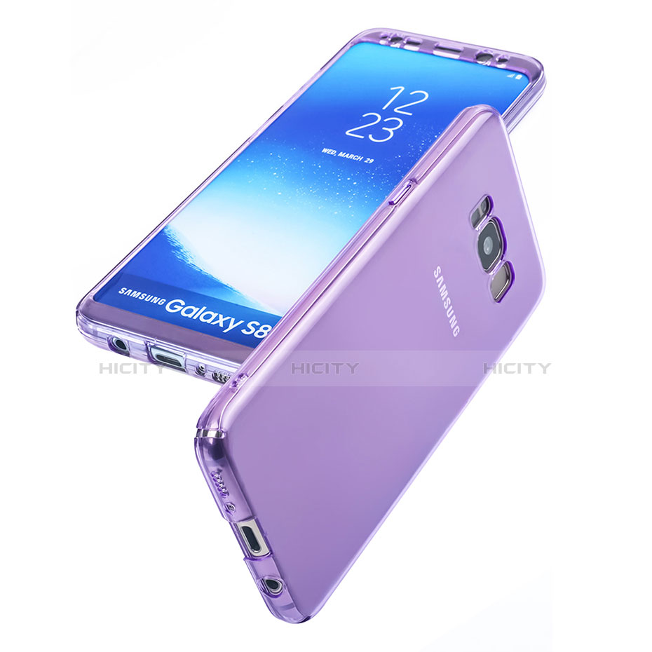 Carcasa Silicona Transparente Cubre Entero para Samsung Galaxy S8 Morado