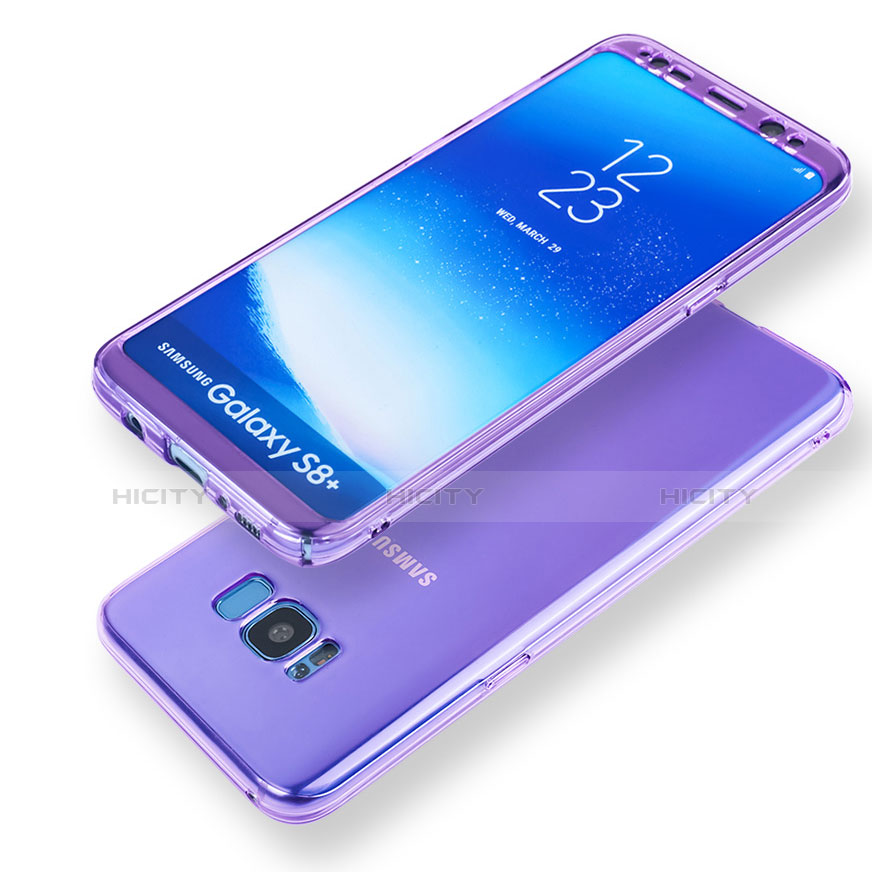 Carcasa Silicona Transparente Cubre Entero para Samsung Galaxy S8 Plus Morado