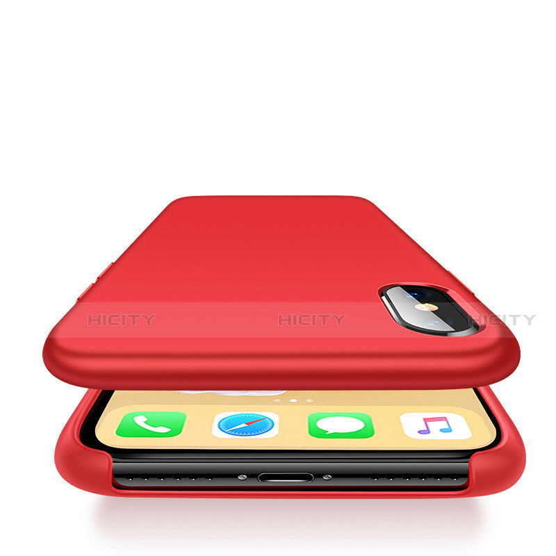 Carcasa Silicona Ultrafina Goma 360 Grados para Apple iPhone X Rojo