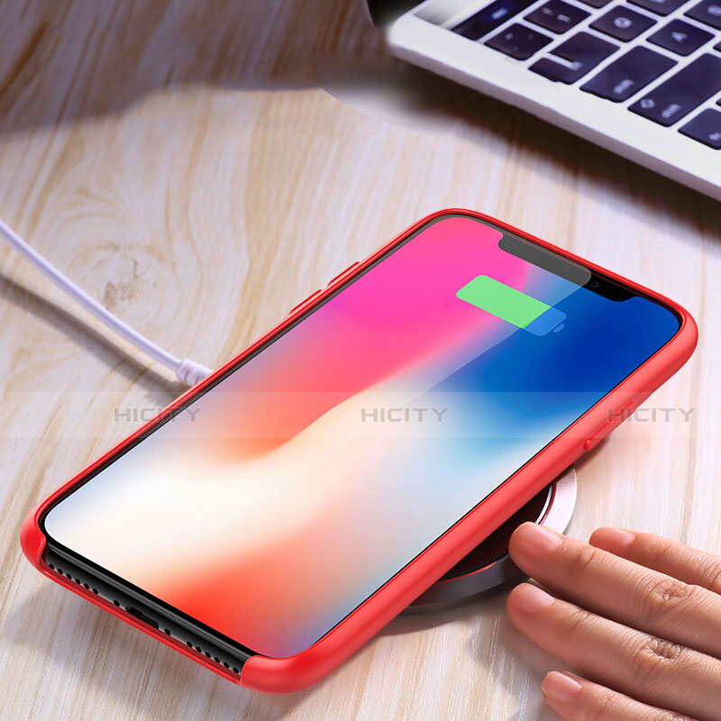 Carcasa Silicona Ultrafina Goma 360 Grados para Apple iPhone X Rojo