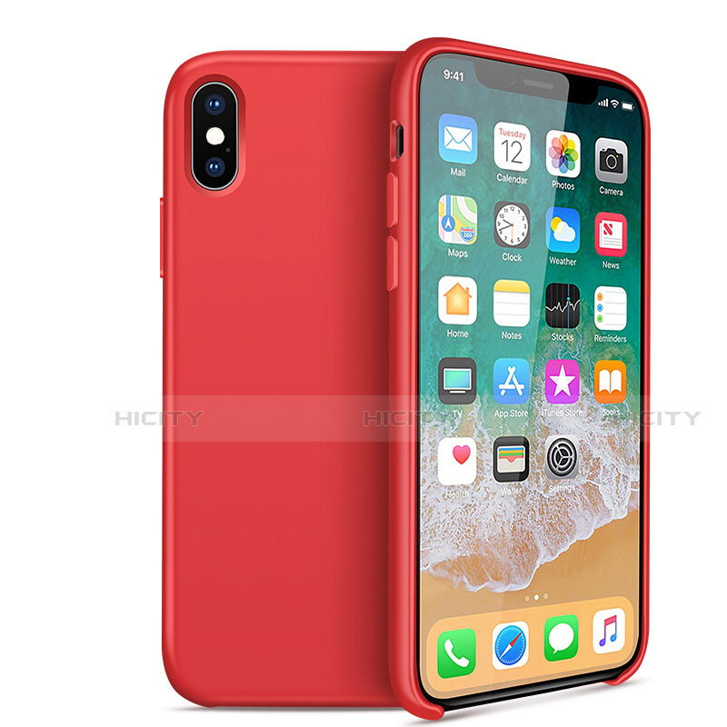 Carcasa Silicona Ultrafina Goma 360 Grados para Apple iPhone Xs Rojo