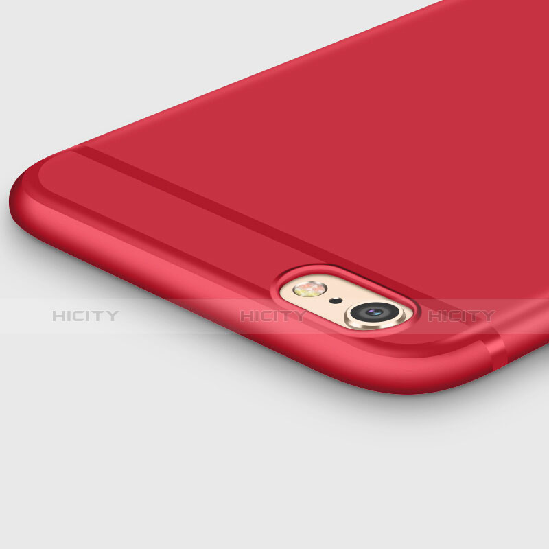 Carcasa Silicona Ultrafina Goma con Anillo de dedo Soporte para Apple iPhone 6 Plus Rojo