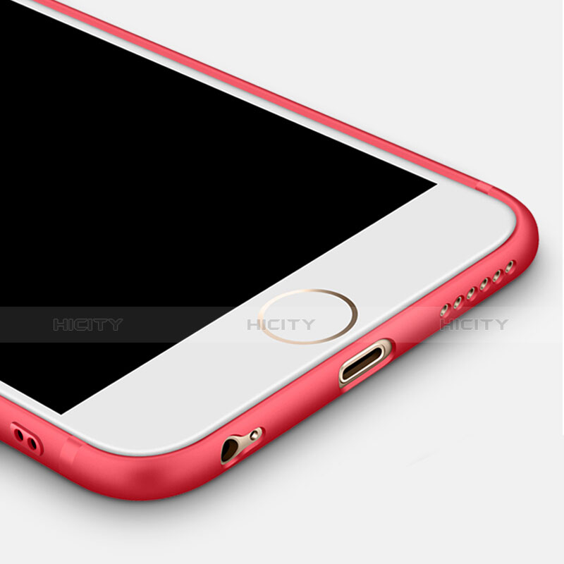 Carcasa Silicona Ultrafina Goma con Anillo de dedo Soporte para Apple iPhone 6 Plus Rojo