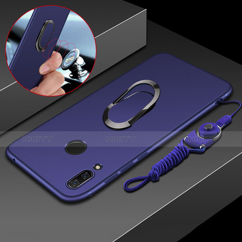 Carcasa Silicona Ultrafina Goma con Magnetico Anillo de dedo Soporte para Huawei Nova 3i Azul