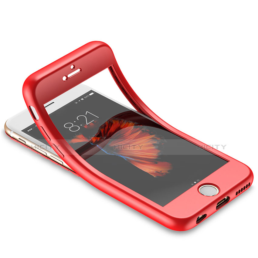 Carcasa Silicona Ultrafina Goma Frontal y Trasera 360 Grados para Apple iPhone 6 Rojo